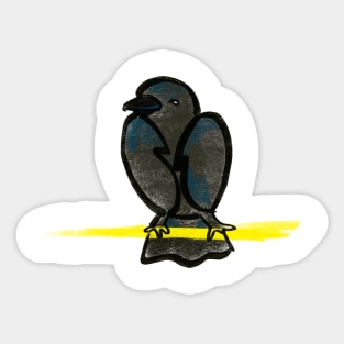 a CROW SITTING ON GOLD SEAT,animals collection Sticker